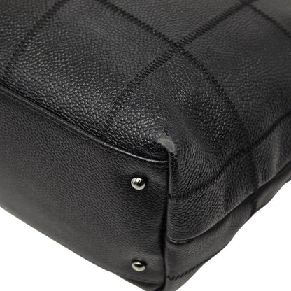 Chanel Choco Bar Logo Tote Black Caviar Leather