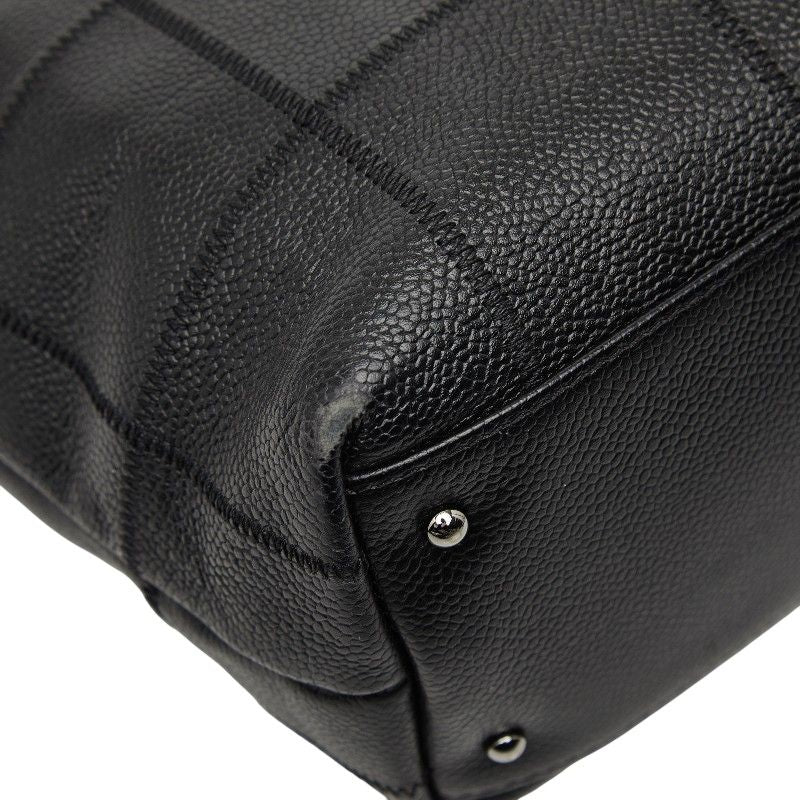 Chanel Choco Bar Logo Tote Black Caviar Leather