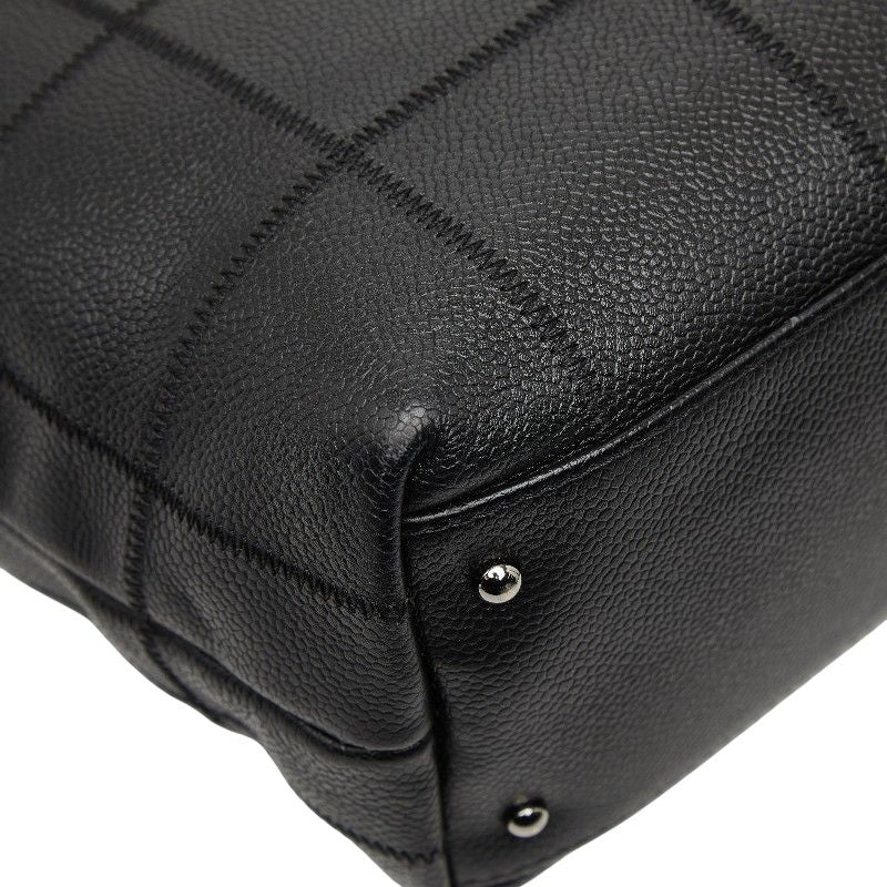 Chanel Choco Bar Logo Tote Black Caviar Leather