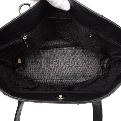 Chanel Choco Bar Logo Tote Black Caviar Leather