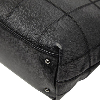 Chanel Choco Bar Logo Tote Black Caviar Leather