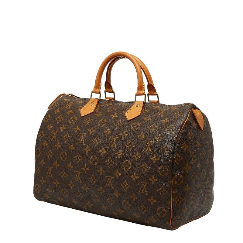 Louis Vuitton Monogram Speedy 35 Boston Bag Brown