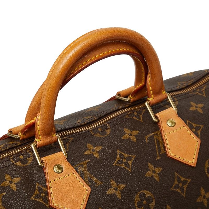 Louis Vuitton Monogram Speedy 35 Boston Bag Brown