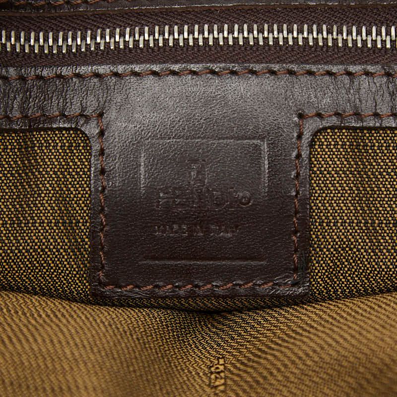 Fendi Zucca Tote Shoulder Bag Brown Canvas Leather