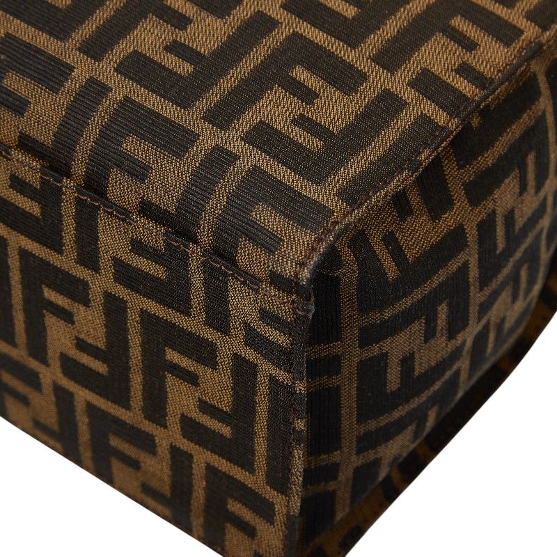 Fendi Zucca Tote Shoulder Bag Brown Canvas Leather