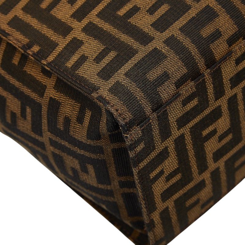 Fendi Zucca Tote Shoulder Bag Brown Canvas Leather