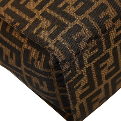 Fendi Zucca Tote Shoulder Bag Brown Canvas Leather