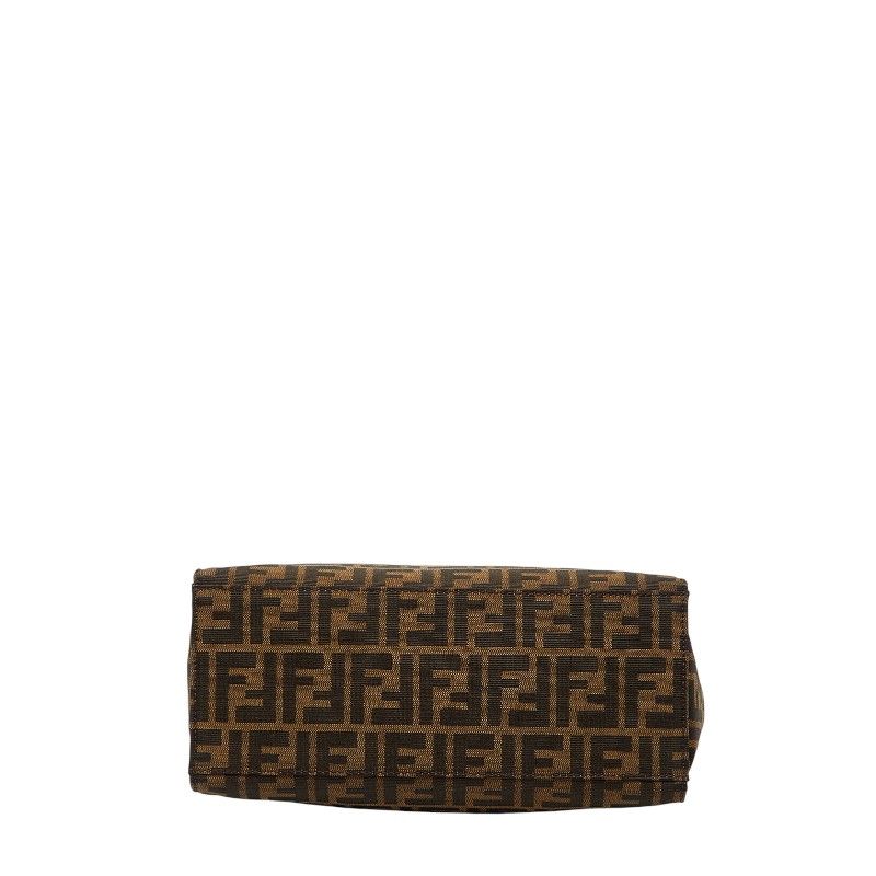 Fendi Zucca Tote Shoulder Bag Brown Canvas Leather