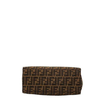 Fendi Zucca Tote Shoulder Bag Brown Canvas Leather