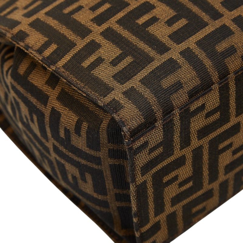 Fendi Zucca Tote Shoulder Bag Brown Canvas Leather