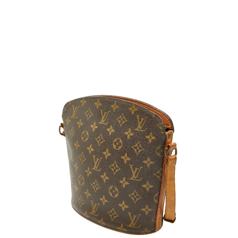 Louis Vuitton Monogram Drouot Crossbody Shoulder Bag Brown Leather