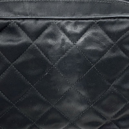 Chanel CC Logo Fringe Shoulder Bag Tassel Quilted Fabric Black