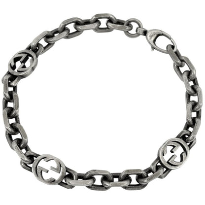 Gucci GG Logo Bracelet Interlocking Silver