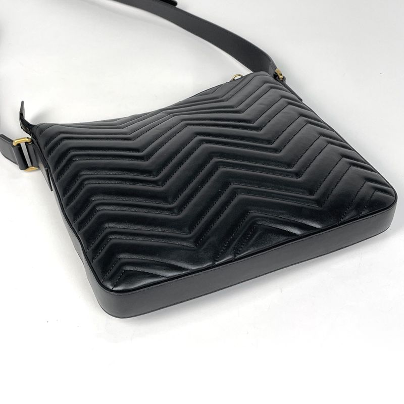 Gucci GG Marmont Shoulder Bag Double Crossbody Leather Black