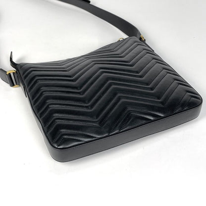 Gucci GG Marmont Shoulder Bag Double Crossbody Leather Black