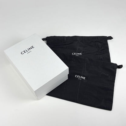 Celine CT 01 Lace Up High Cut Sneakers Logo Shoes Leather White