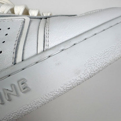 Celine CT 01 Lace Up High Cut Sneakers Logo Shoes Leather White