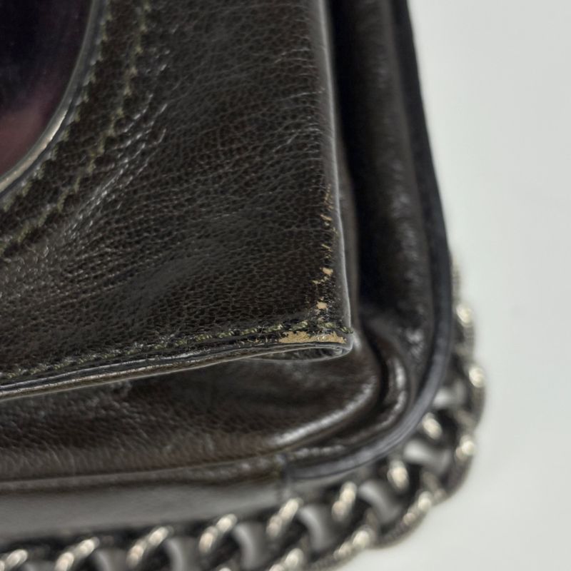 Celine Logo Chain Shoulder Bag 2-Way Leather Brown