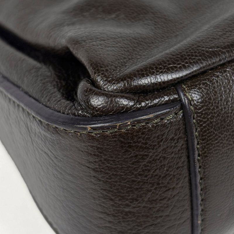 Celine Logo Chain Shoulder Bag 2-Way Leather Brown
