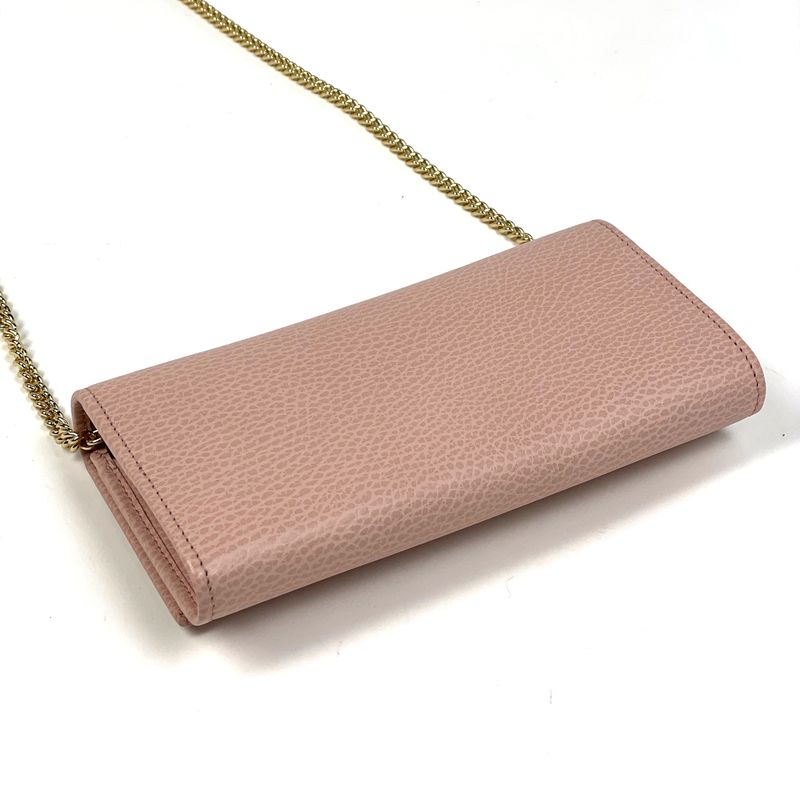 Gucci GG Marmont Chain Wallet Double Leather Pink