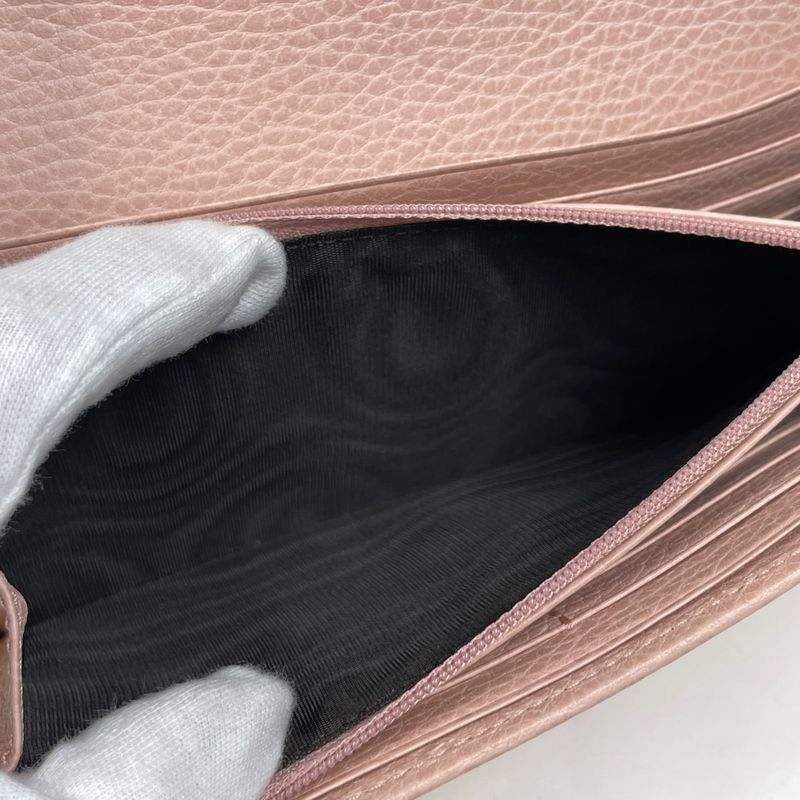 Gucci GG Marmont Chain Wallet Double Leather Pink