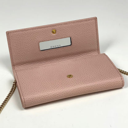 Gucci GG Marmont Chain Wallet Double Leather Pink