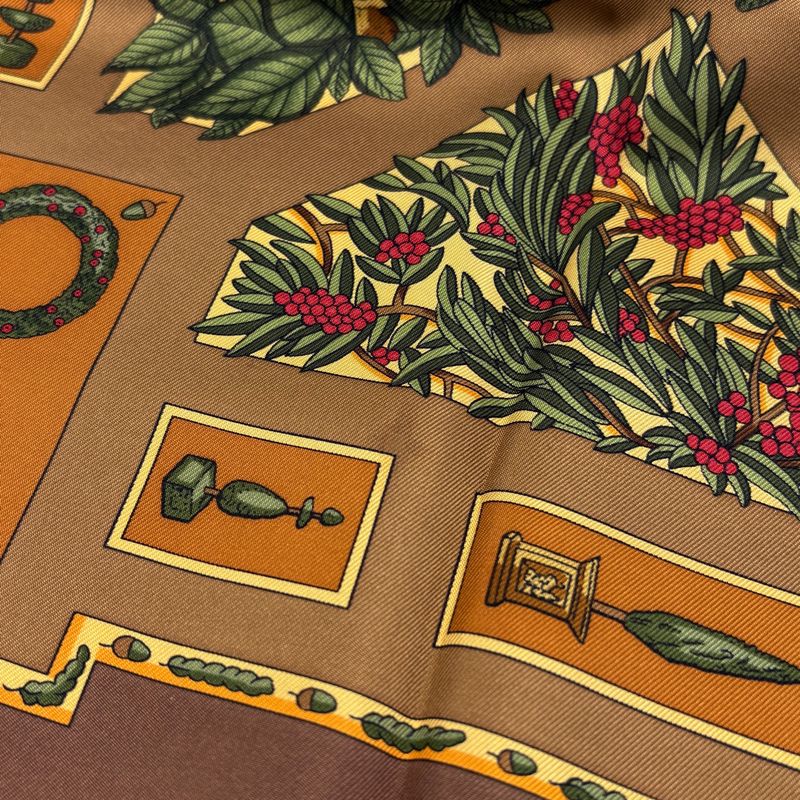 Hermes Carre 90 le Songe de Poliphile Dream Scarf Silk Brown