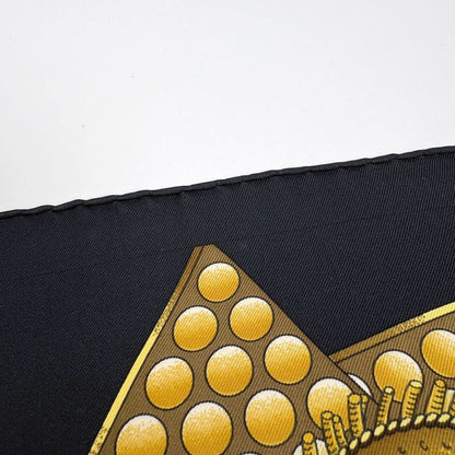 Hermes Carre 90 L'Or Des Chefs Chiefs' Gold Scarf Silk Black Yellow