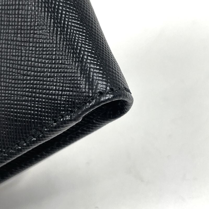 Prada Logo Bifold Wallet Billfold Coin Purse Leather Nero