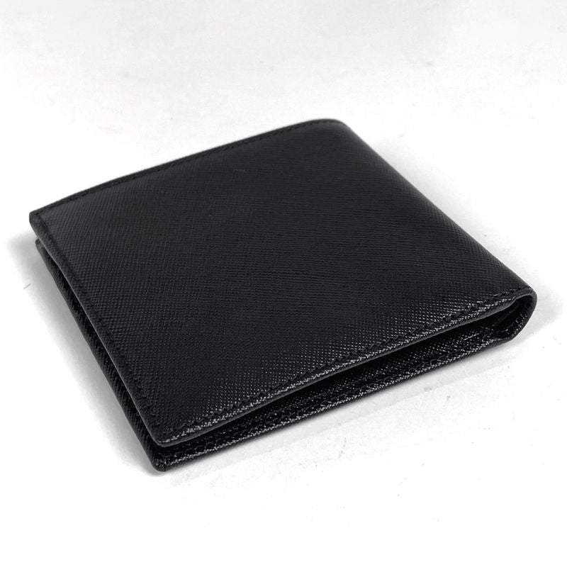 Prada Logo Bifold Wallet Billfold Coin Purse Leather Nero