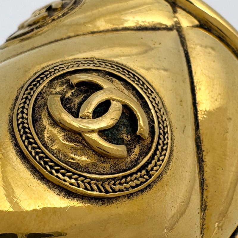 Chanel CC Logo Bangle Quilted CC Mark Bracelet Gold Plated