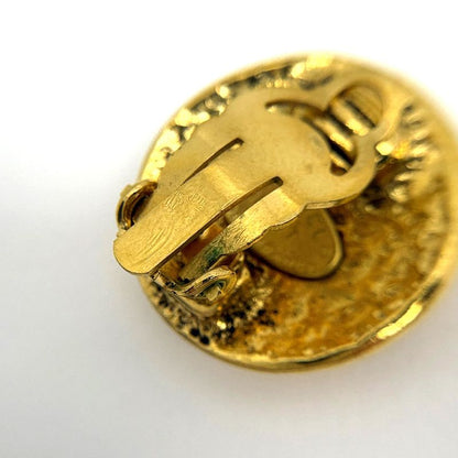 Chanel CC Logo Earrings Round Gold Plated