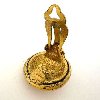 Chanel CC Logo Earrings Round Gold Plated