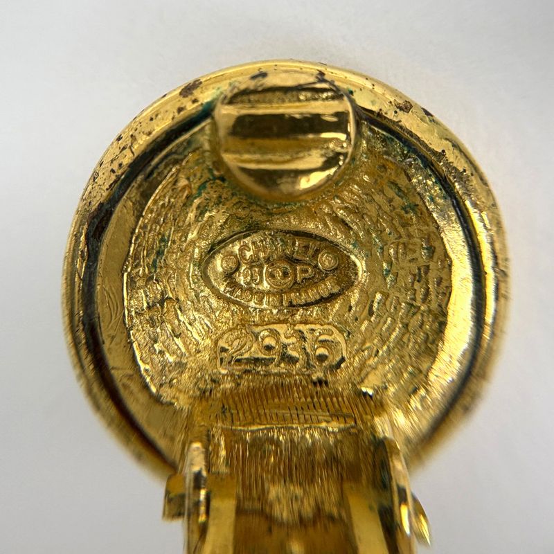 Chanel CC Logo Earrings Round Gold Plated