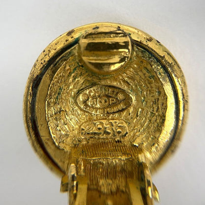 Chanel CC Logo Earrings Round Gold Plated