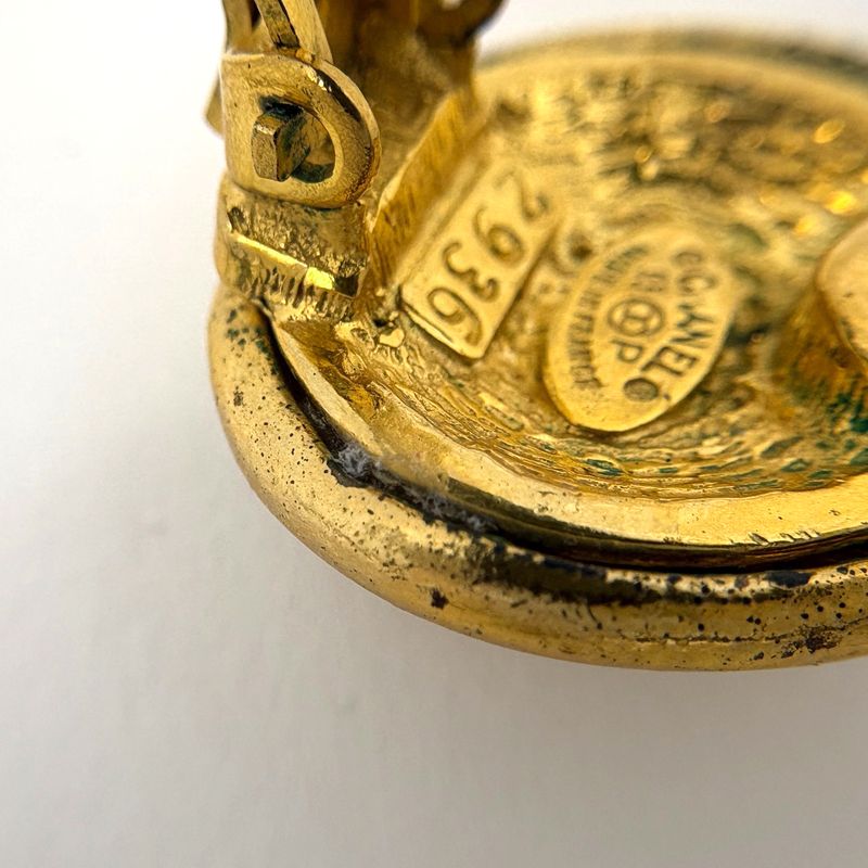 Chanel CC Logo Earrings Round Gold Plated