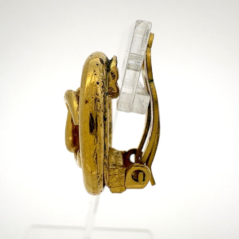 Chanel CC Logo Earrings Round Gold Plated