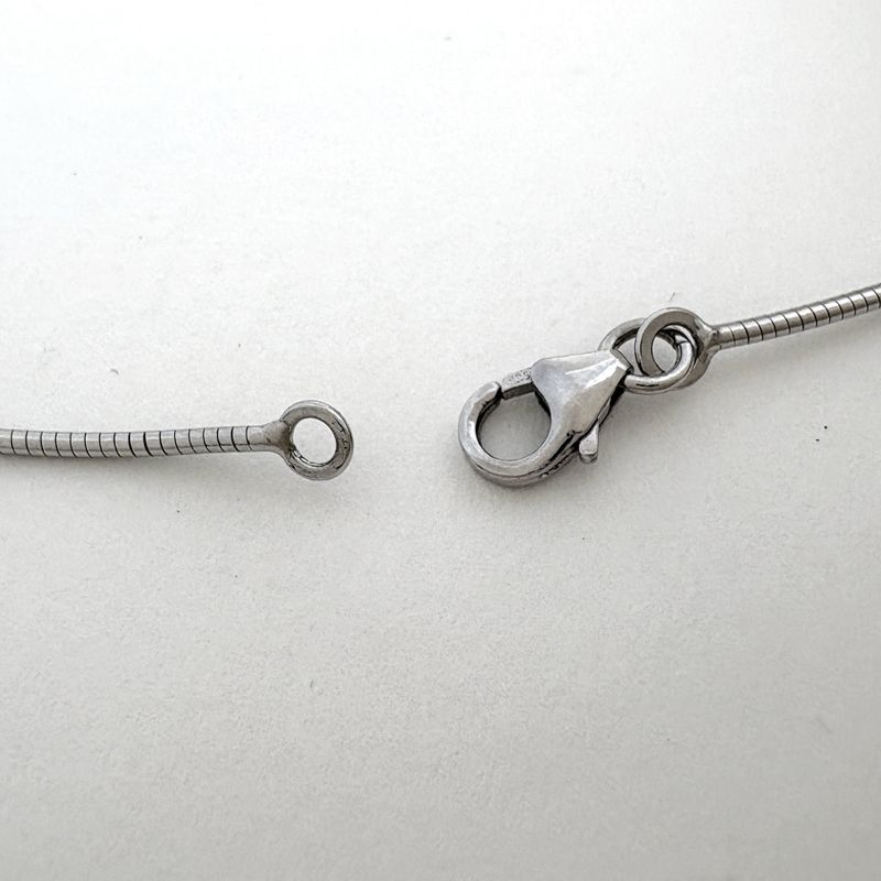 Hermes Pop Necklace Logo Metal Silver Orange