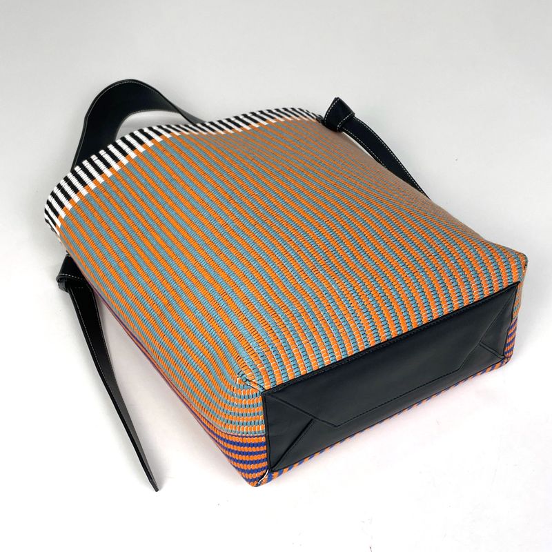 Celine Twisted Cabas Small Shoulder Bag Fabric Orange Blue