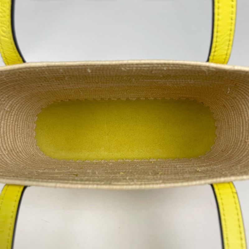 Loewe Square Basket Shoulder Bag Anagram Raffia Natural Yellow