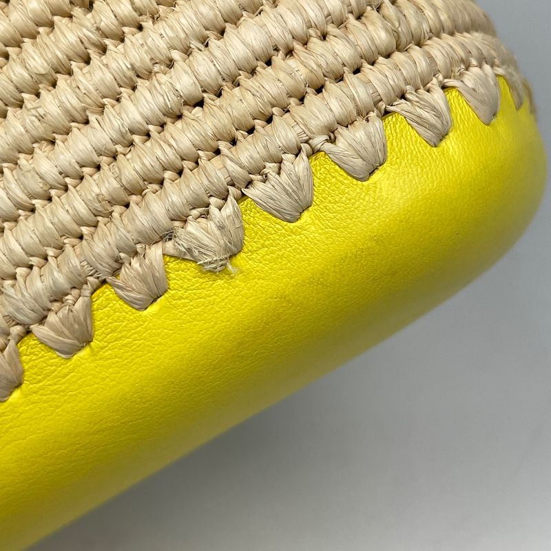 Loewe Square Basket Shoulder Bag Anagram Raffia Natural Yellow