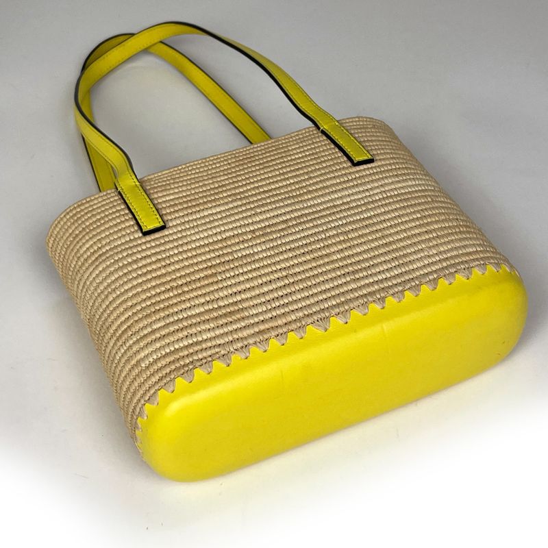 Loewe Square Basket Shoulder Bag Anagram Raffia Natural Yellow