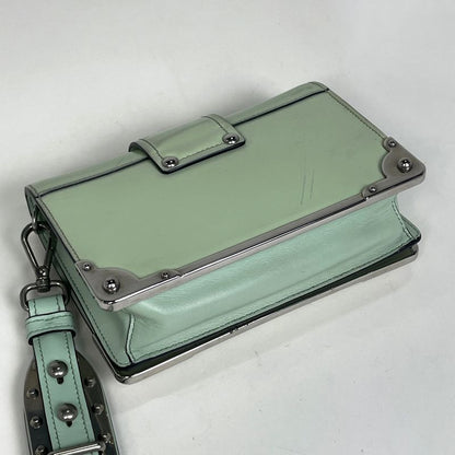 Prada Cahier Clutch Logo 2-Way Shoulder Bag Leather Green