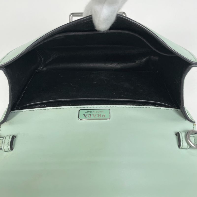 Prada Cahier Clutch Logo 2-Way Shoulder Bag Leather Green