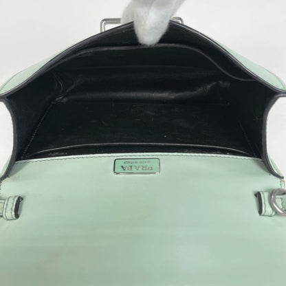Prada Cahier Clutch Logo 2-Way Shoulder Bag Leather Green