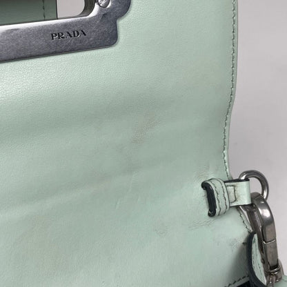 Prada Cahier Clutch Logo 2-Way Shoulder Bag Leather Green