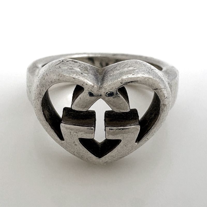 Gucci GG Logo Ring Interlocking Silver
