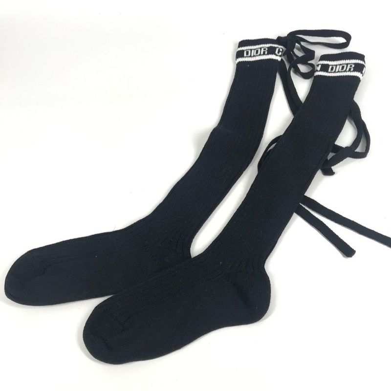 Dior Socks Logo Knee High Cotton Black