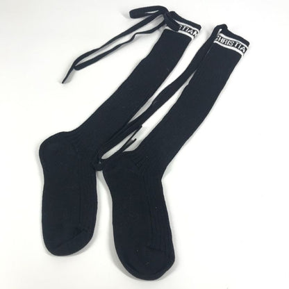 Dior Socks Logo Knee High Cotton Black