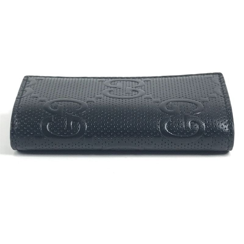 Gucci Key Case Key with Key Ring Leather Black
